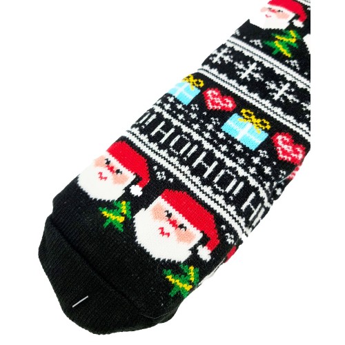 Cozy sock - Black  w. Santa and gifts ADULT