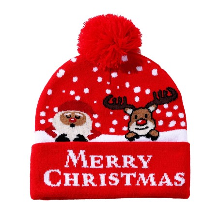 Beanie - red w. Rudolph&Santa English