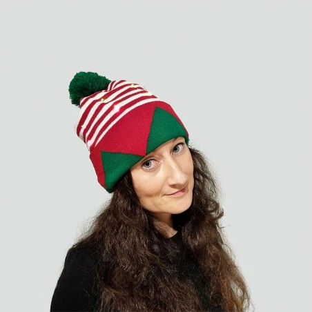 Blinking beanie - Green/red Elf style