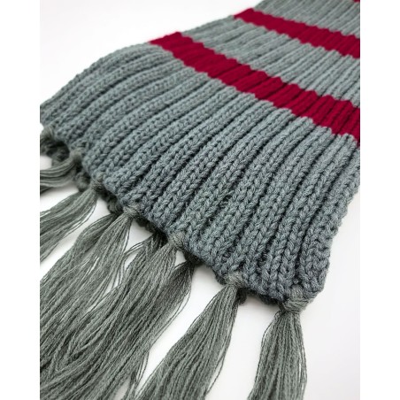 Scarf - Grey w. red stripes