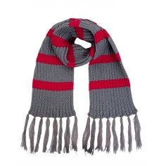 Scarf - Grey w. red stripes