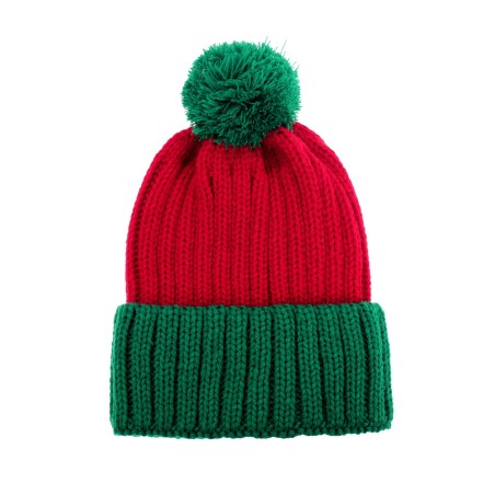 Santa beanie - Red w. green brim