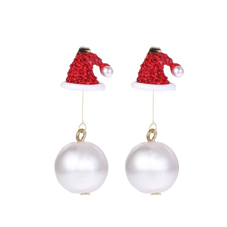Earring - Santa hat and pearl