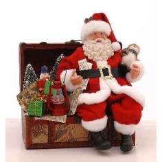 20cm Red/green/gold Santa Claus w/treasure chest