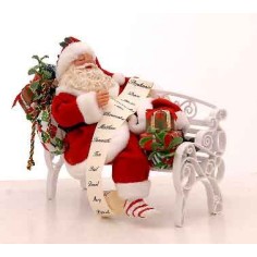 20cm Red/green/white Santa Claus w/bench