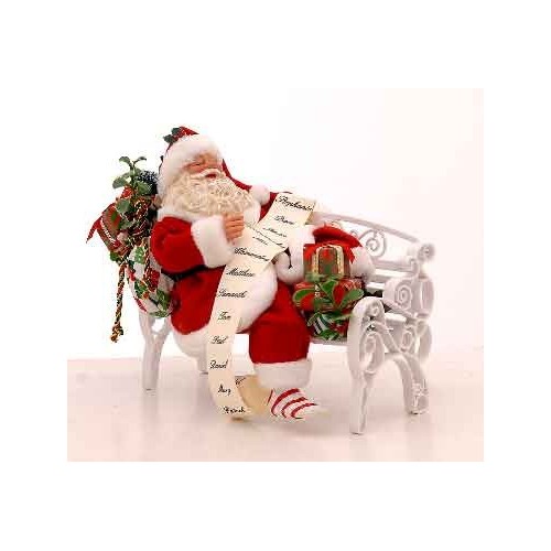 20cm Red/green/white Santa Claus w/bench