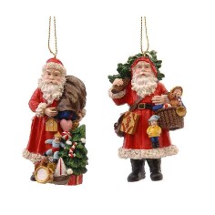 12cm Resin Santa w/gifts orn