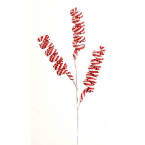 60cm Branch red & white candy cane