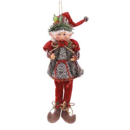 51cm Red & grey elf