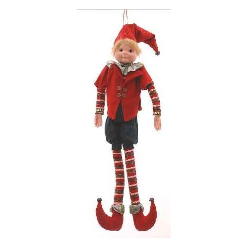 92cm Red/green/white hanging posable elf orn