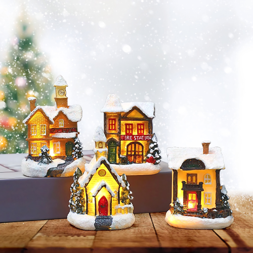 Battery Operated Town House 9×6.5x9cm 4 Assorted