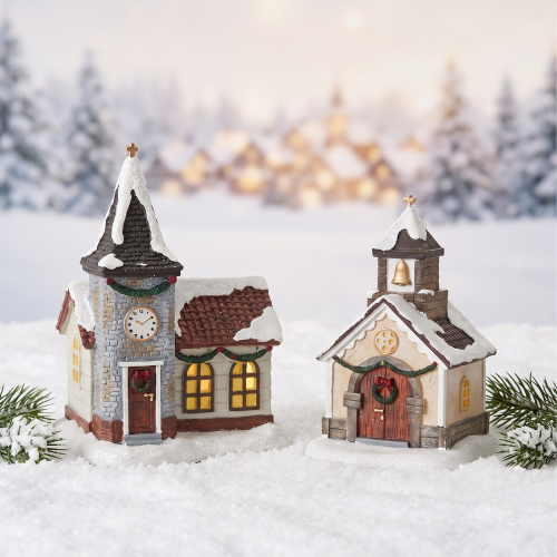 German church 2 assorted battery operated display