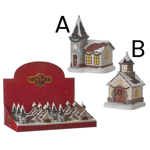 German church 2 assorted battery operated display