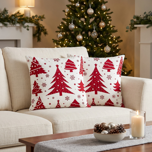 Cushion x-mas tree white - l45xw45xh16cm