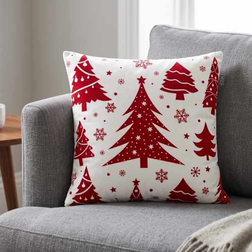Cushion x-mas tree white - l45xw45xh16cm