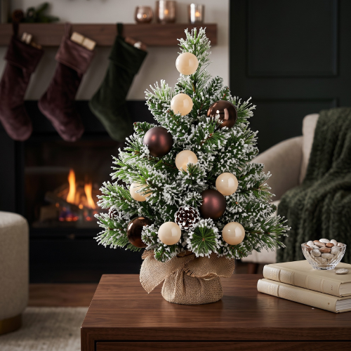 Kaprun x-mas tree with burlap green frosted