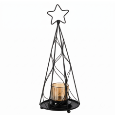 Tealight holder star tree black