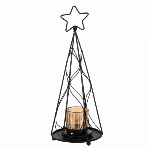 Tealight holder star tree black