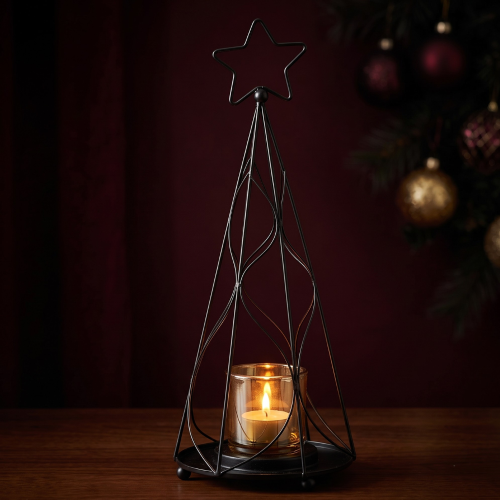 Tealight holder star tree black