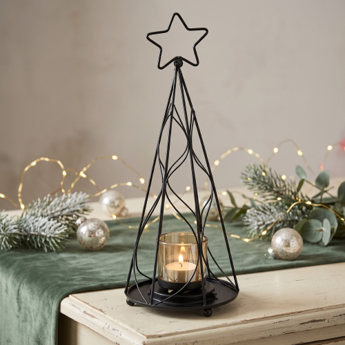 Tealight holder star tree black