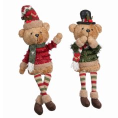 Decoration bear red blue 2 assorted