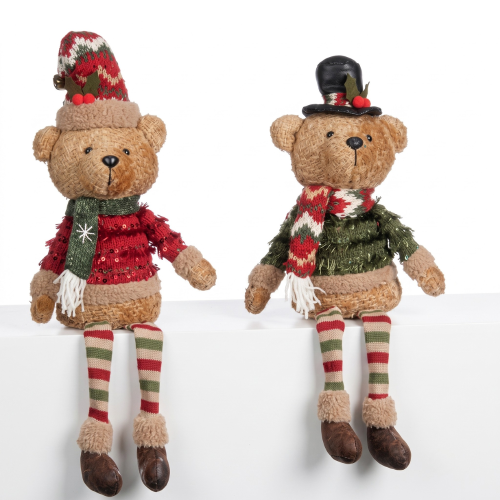Decoration bear red blue 2 assorted