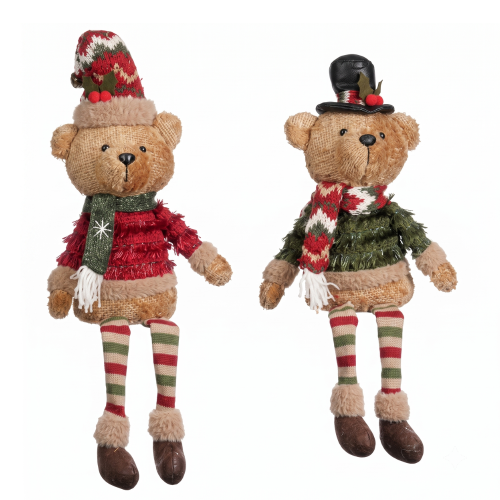 Decoration bear red blue 2 assorted