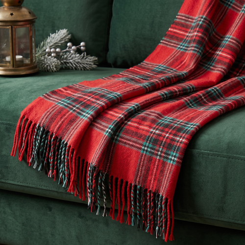 Red Plaid Sofa Blanket 170 x 130 cm