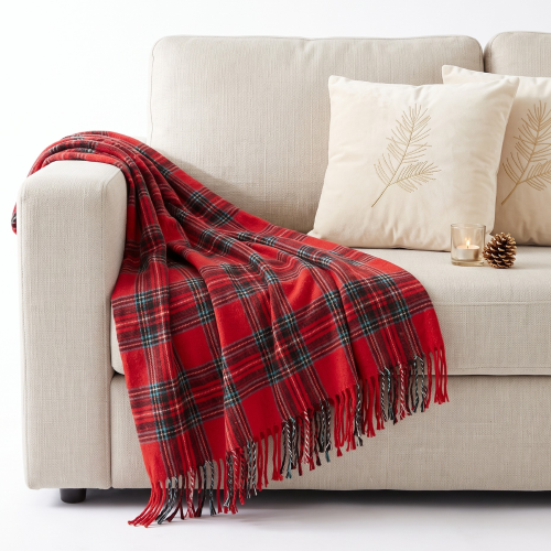 Red Plaid Sofa Blanket 170 x 130 cm
