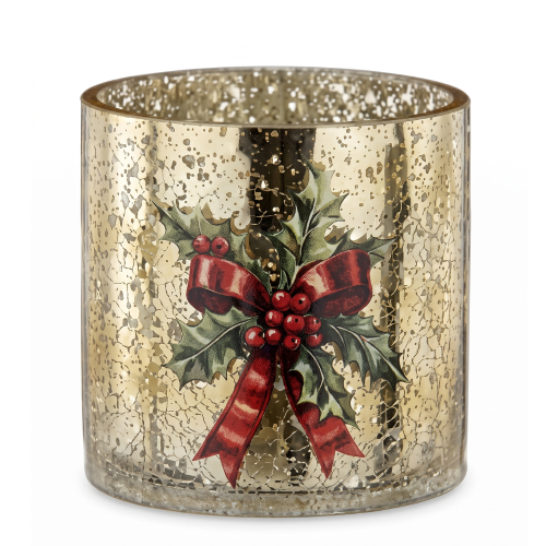 Portavelas Navideño Dorado (12 cm)