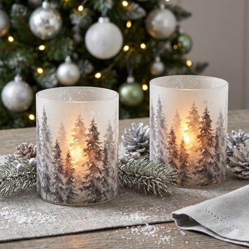 White glass candle holder 17 x 13.5 cm