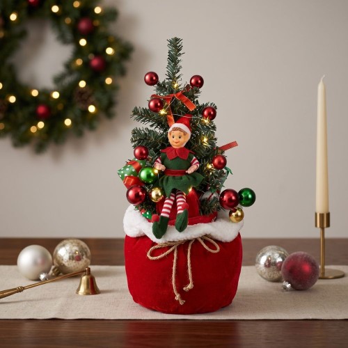 Decoration x-mas tree elf red 10 led BO