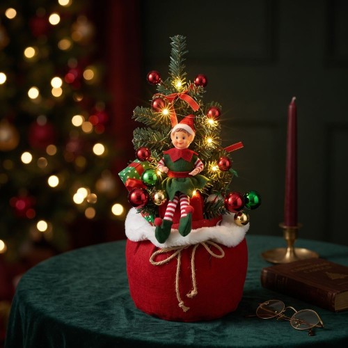 Decoration x-mas tree elf red 10 led BO