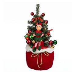 Decoration x-mas tree elf red 10 led BO