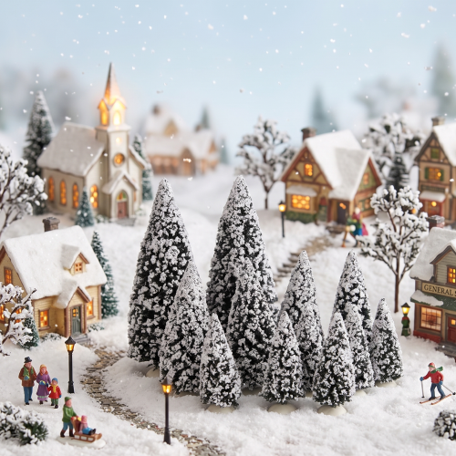 Tree evergreen assorted 12 pieces Luville