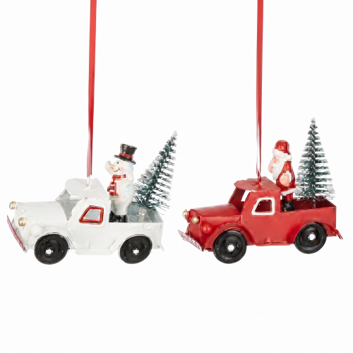 Christmas Truck Decorations with Santa Claus and Snowman