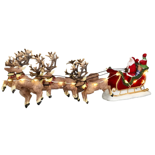 Santa with his elves in a sleigh Luville