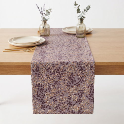 Camino de Mesa Floral Color Lila (40 x 140 cm)