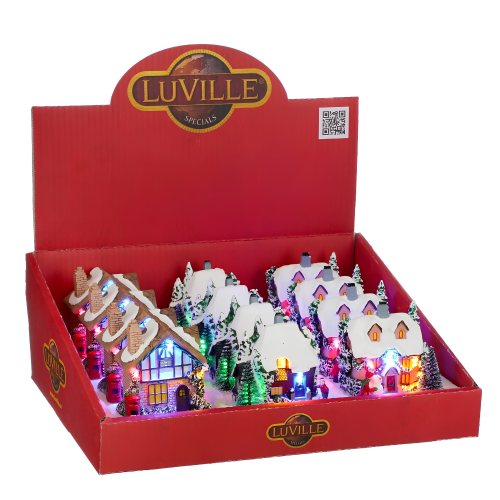 Winter house 3 assorted display battery operated