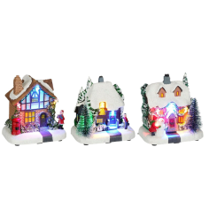 Winter house 3 assorted display battery operated