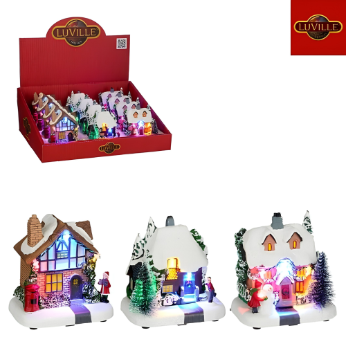 Winter house 3 assorted display battery operated