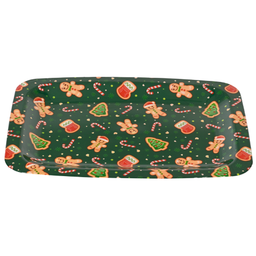 Bandeja Rectangular Verde Navideña de Polipropileno