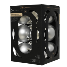 Caja 12 bolas de navidad plateadas