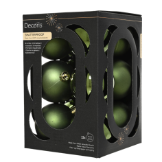 Caja 12 bolas de navidad verdes