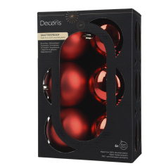 Caja de 6 bolas de Navidad rojas