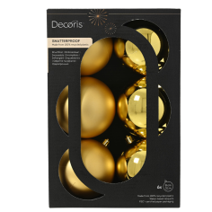 Caja de 6 bolas de Navidad doradas