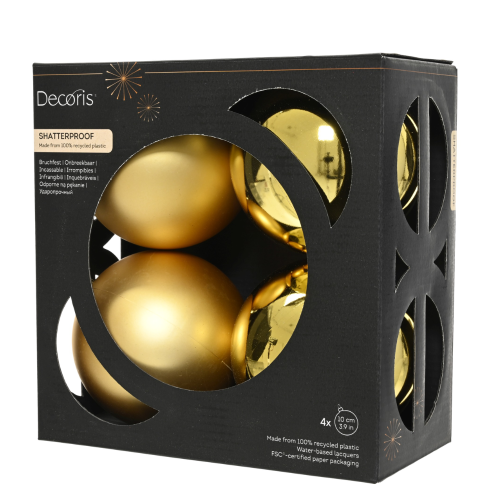 Set de 4 Bolas Navideñas Dorado