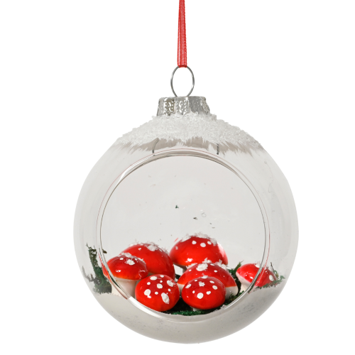 Bolas Navideñas de Cristal con Seta y Nieve