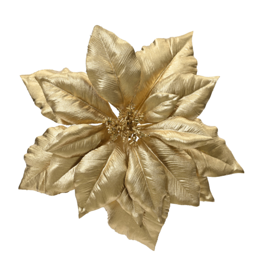 Poinsettia Glitter Edge on Clip Dorado