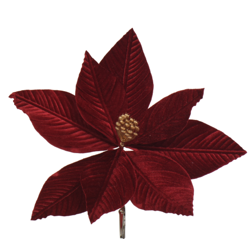 Flor de Pascua de Terciopelo con Clip - 4 colores